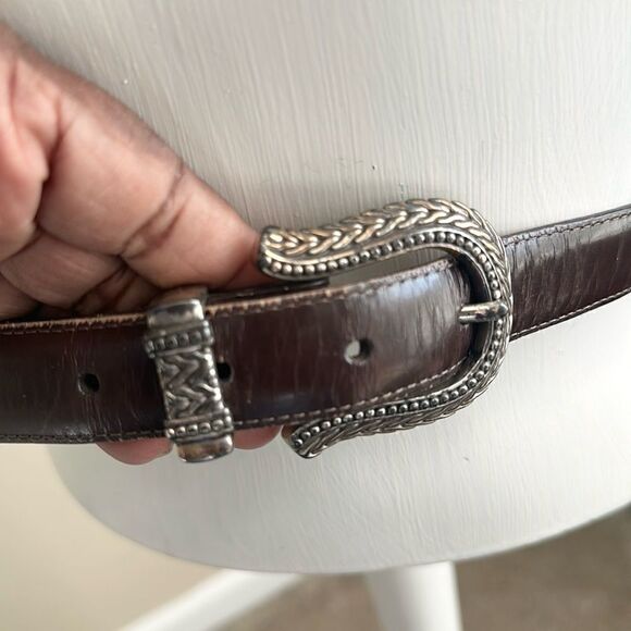 Brighton 1996 Women’s Brown & Silver Western Leather Belt M - Picture 2 of 7